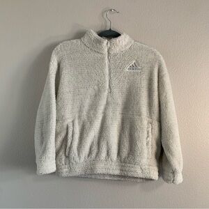 Adidas Cream Zip Up Sweater with Plush Texture
